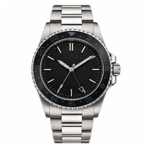 Stainless Steel Black Dial Watch
