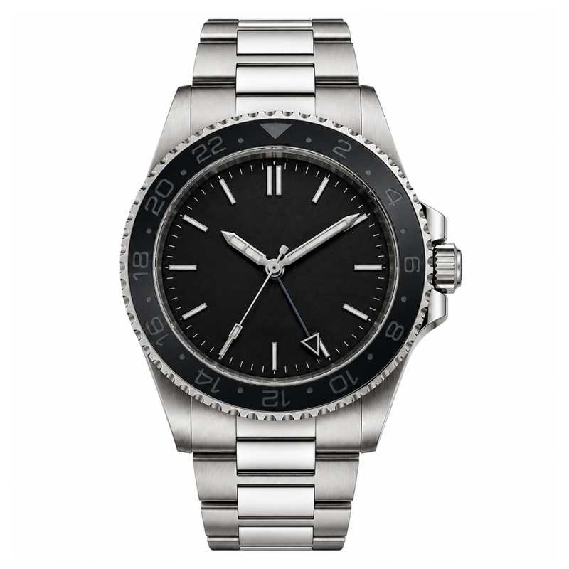Stainless Steel Black Dial Watch