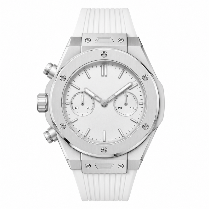 Arctic Silver Chronograph Watch